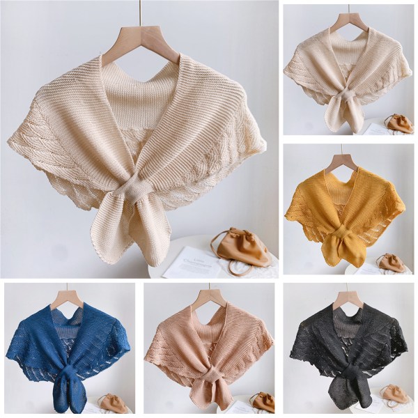 Mode Fishtail Mönster Liten Sjal Casual Bekväma Kläder För Kvinnor Flickor Kvinna Beige