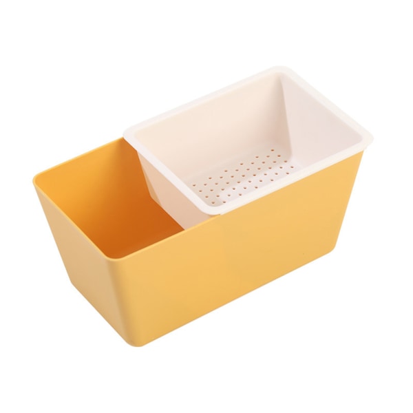 Multifunktionell dubbellagers snackbox Hem fyrkantig urlakningsbar fruktbricka Yellow Double Layer