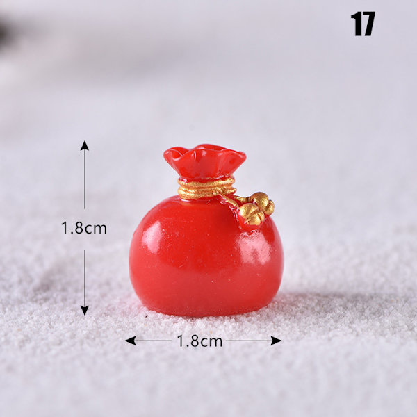 Jultema DIY Mini miniatyrfigur Trädgårdsdeko Jultomten Snögubbe Mikrolandskap för juldekoration 17