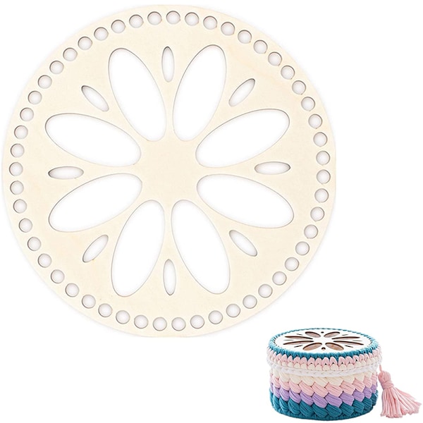 2 ST Träplattor för stickning Virkad vävd korgpåse Botten/ Cap Vävning Craft Shaper med hål för DIY 4