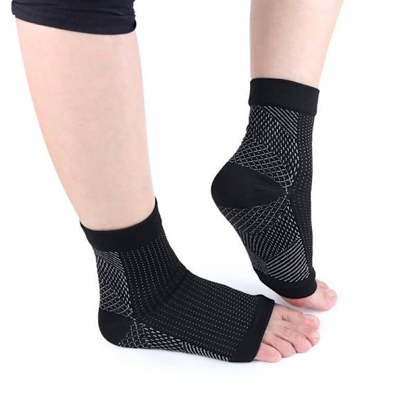1 par kopparinfunderade kompressionsstrumpor Ankelstöd smärtlindrande strumpor Black L xl