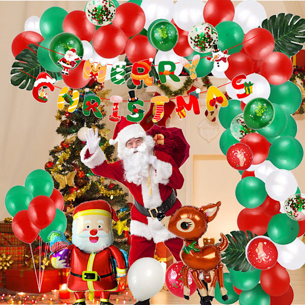 Merry Christmas Ballong Set kreativa latex ballong färgglada Xmas Party bakgrund väggdekoration A