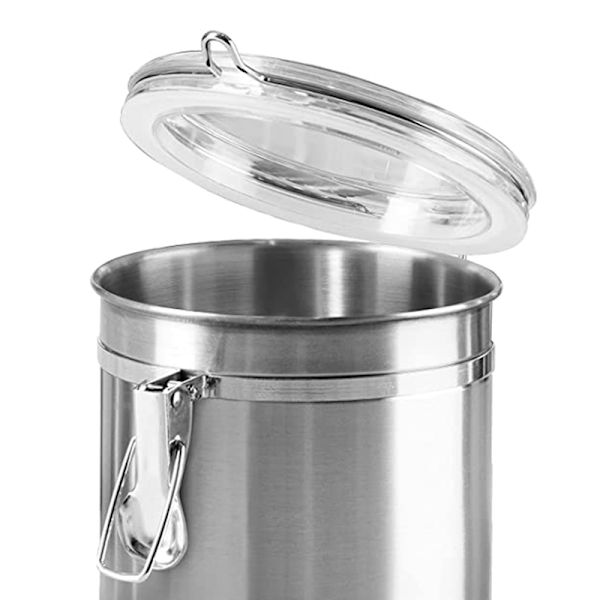 Lufttät tank i rostfritt stål med genomskinligt lock Multifunktionsbehållare för kaffebönor och te Sealed Tank 5 Inches 17cm