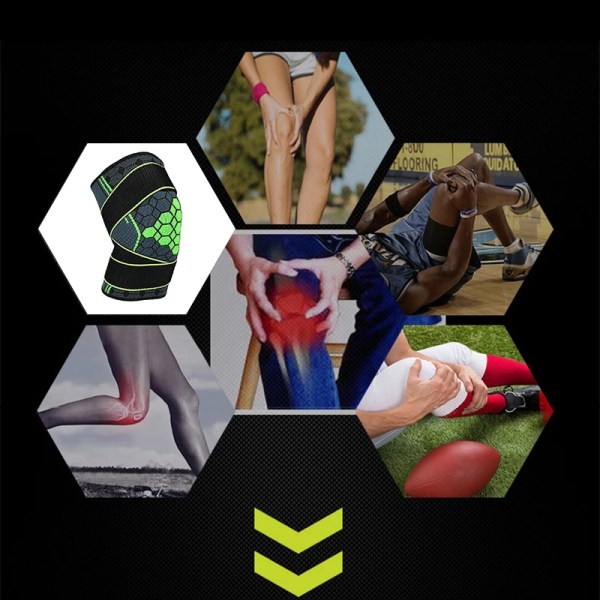 Sport Knäbandage Elastiskt stöd Knäärm Kompressionsbygel för träning Gymvandring Fluorescent Green M