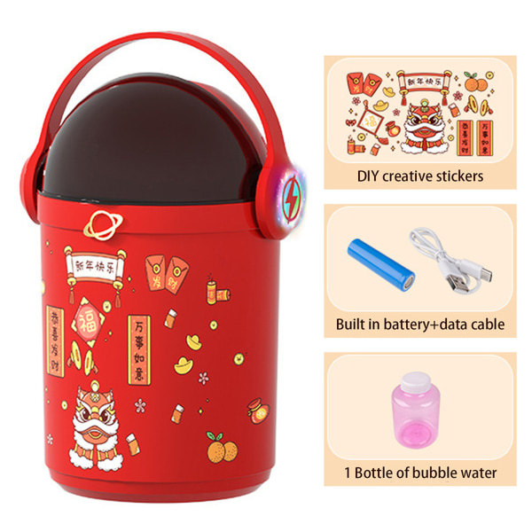 12 hål Spaceman Firework Bubble Machine Rolig läcksäker bubbla blåser leksak för barn Red