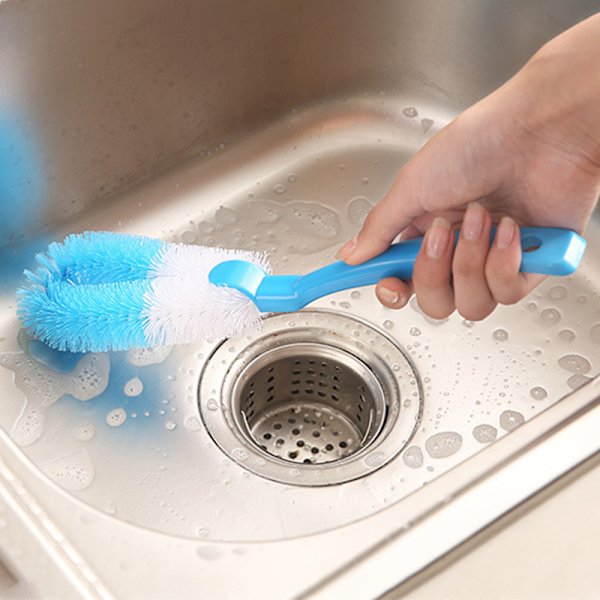 Svamphuvud Rengöringsborste Långt skaft Hängande mjuk flaska Scrubber Rengöringsborste för kök Blue