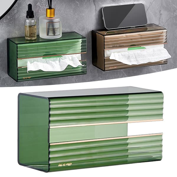 Väggmonterad Tissue Storage Box Transparent Vattentät Tissue Organizer Amber Gold