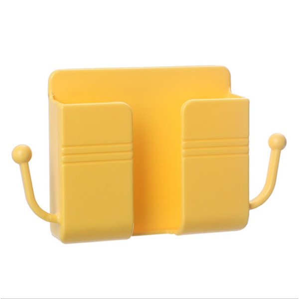 Fjärrkontroll Mobiltelefon Plugg Vägghållare Självhäftande Punch Gratis förvaringsställ Flerfunktionshushåll Yellow