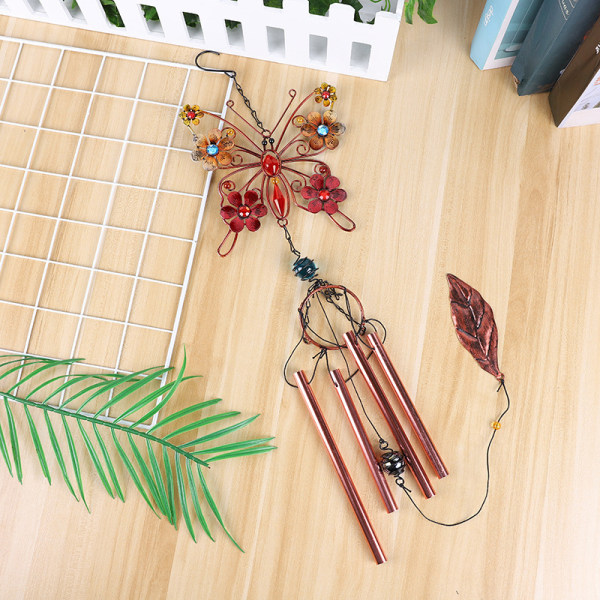 Konst Wind Chimes Metalltråd Buttlefly hängande prydnad Hem Vind Bell Chime Välsignelse hänge för utomhusbruk 9014 Wind Chime Tube