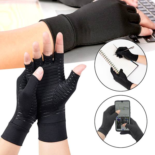 Kompressionshandskar för idrottsåterhämtning Unisex halkfria halvfingerhandskar Black Touch Screen L