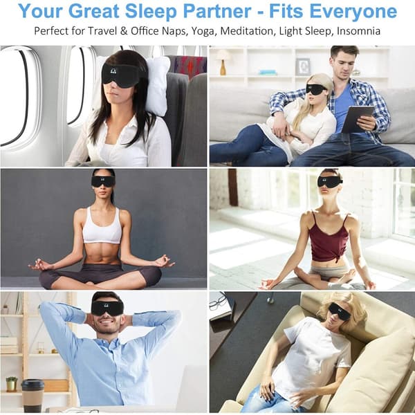 Trådlösa sovhörlurar Bluetooth 3D sovmask för resor, Gits för kvinnor män rosa