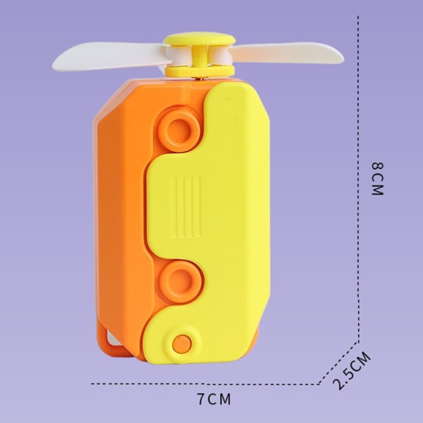 2 i 1 Bärbar Mini Handhållen Fläkt Fidgets Toy 3 Vindhastighet Justerbar Fläkt För Barn Vuxen Orange