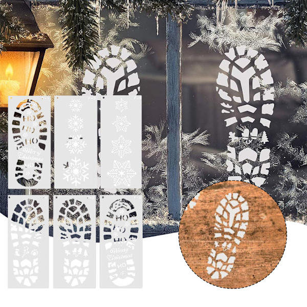 Christmas Footprints Mall Personlig lätt att torka snöflinga gör verktyg för golv 6PCs