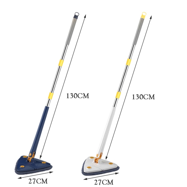 Triangel Rengöringsmopp 360° Roterbar Justerbar Mopp för Golv Vägg Fönster Tak Sprickor Hörn Våt & Torr Rengöring blå