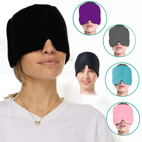Hydrogel Hot Cold Compress Huvudbonader Portable Comfy Trött avlastande huvudbonader för hemresor Black