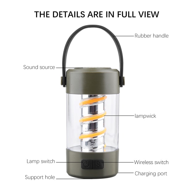 Trådlös multifunktionshögtalare Campinglampa Vattentålig, robust nattlampa för utomhusaktiviteter Without Bracket