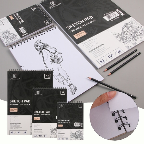 Konststudenter Skissblock Utjämnande textur Non-grad Sketch Notebook A3