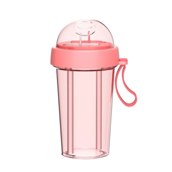 Dubbel drickskopp med två oberoende sugrör Läcksäker löstagbar vattenflaska för vuxna barn Pink