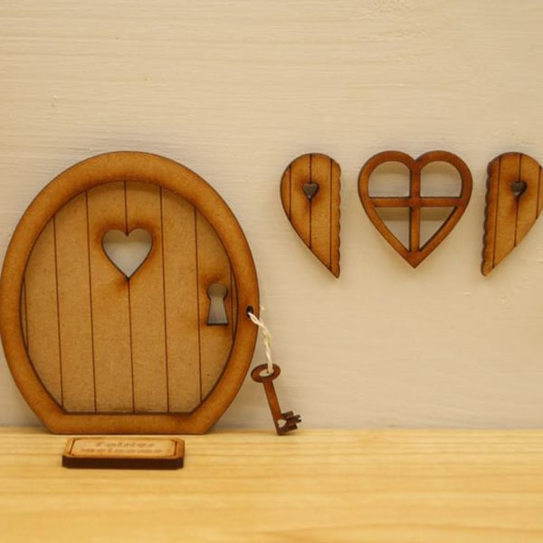 Fairy Tale Trädörr Dekoration Kit Dockhus Miniatyrmöbler 3D DIY Hantverk Prydnad för Utomhusgård 14