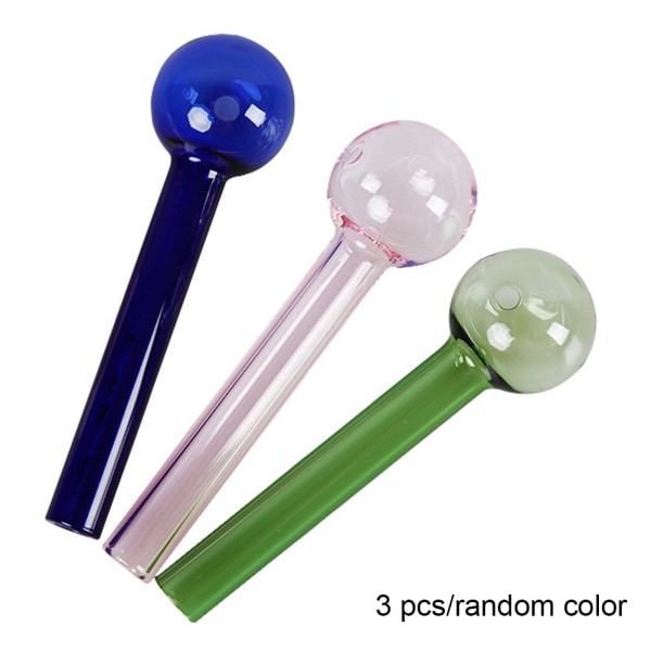 Hög borosilikatglashalm med färgat sugrör med runda huvuden Dryckesartiklar Random Color 3pcs