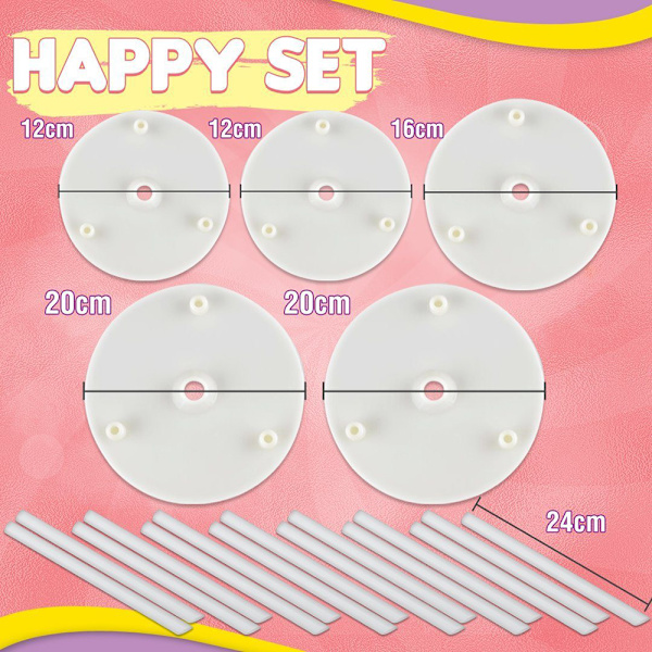 Flerlagers set Rund desserthylla Tårtpackning Tårtstödsram Tårtställ Bakverktyg Pålningsfästen Small Set12CM X 2   16CM X 1