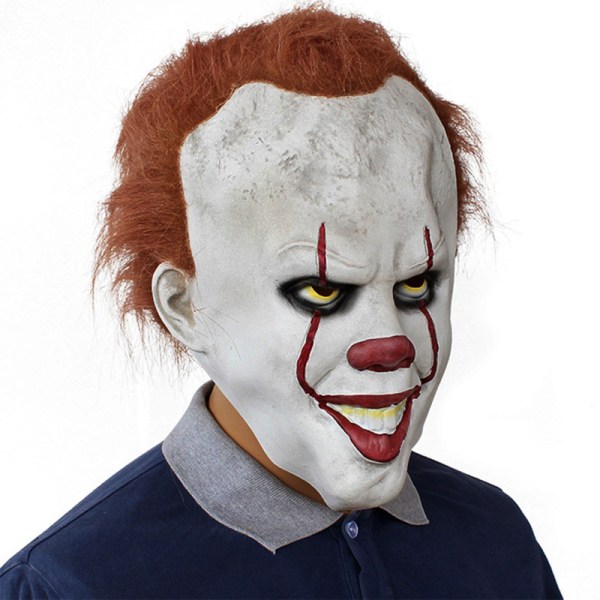 Rolig Clown Mask Halloween Cosplay Skrämmande Latex Mask Kostym Festdekoration