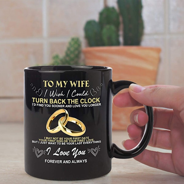 Till min man/hustru Jag önskar att jag kunde vända tillbaka klockan Mugg för par Bröllopsdag Födelsedag Kaffekopp 12oz Husband