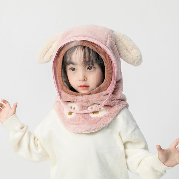 Söt tecknad mask cover hatt Anti-dimma värmande utomhus hatt för shopping Khaki Planet