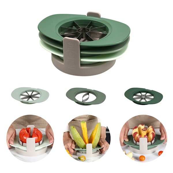 Frukt och grönsaksskärare Bärbar 3 i 1 Precisions-Frukt Skärare Multifunktion Rostfritt Stål Frukt Skärare Gradient Green