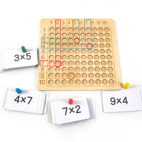 99 Multiplikation Bord Pedagogisk Träleksaker Matematik Brädspel för Barn