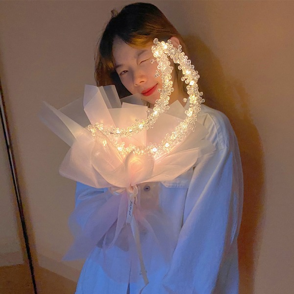 Love Pärlbukett med LED-ljus DIY-produktionsmaterialpaket för flickvän Överraskningspresent på alla hjärtans dag Love Section