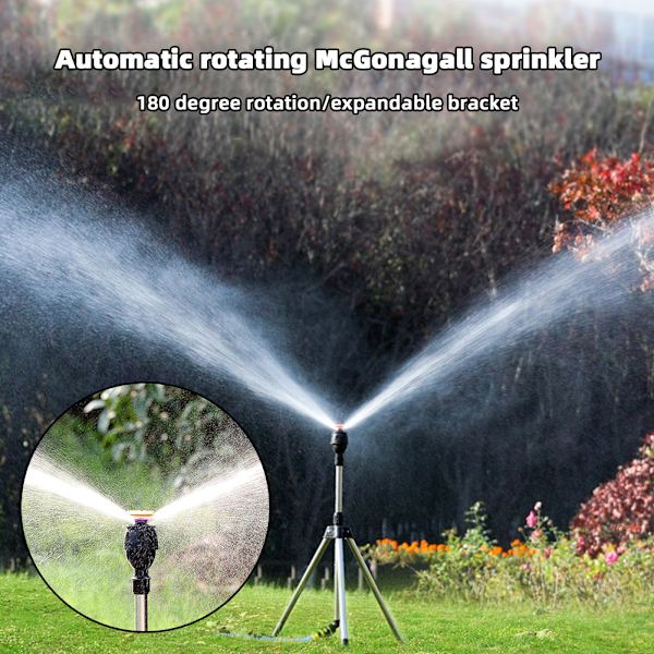 Rostfritt stål Stativ Rotarys Sprinkler Automatiskt roterande bevattningsmunstycke för uteplatser Sprinkler