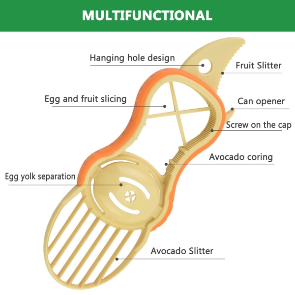 Kök Liten fruktskärare Bärbar multifunktionsverktyg för fruktskivor Kökstillbehör Orange White