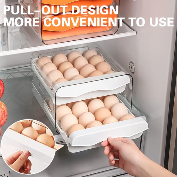 Double Layer Egg Crisper Förvaringslåda Universal platsbesparande äggbricka för köksskåp Grey