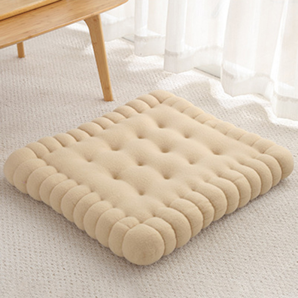 Kreativ kexformad kudde Multifunktion Mjuk Bekväm stolsdyna för hem sovrum vardagsrum 41*38cm Almond