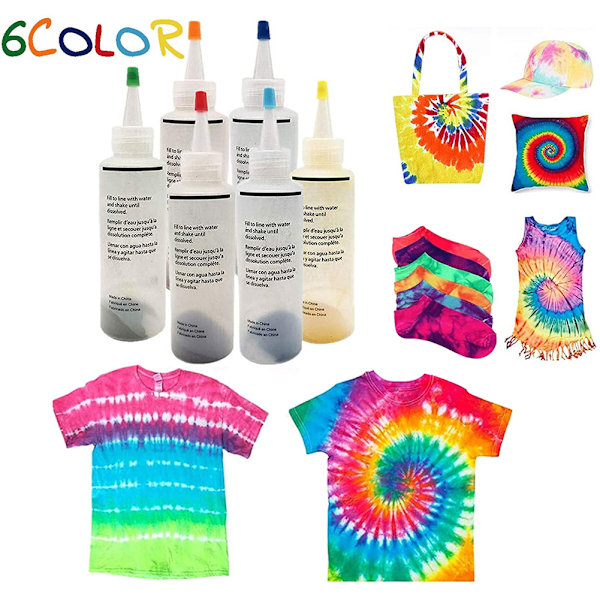 Tie Dye Kits 6/8/10 Färger Tie-Dye Kit Tyg Textilfärger Färgglada Tie Dying Set DIY Handgjorda projekt 6 Colors