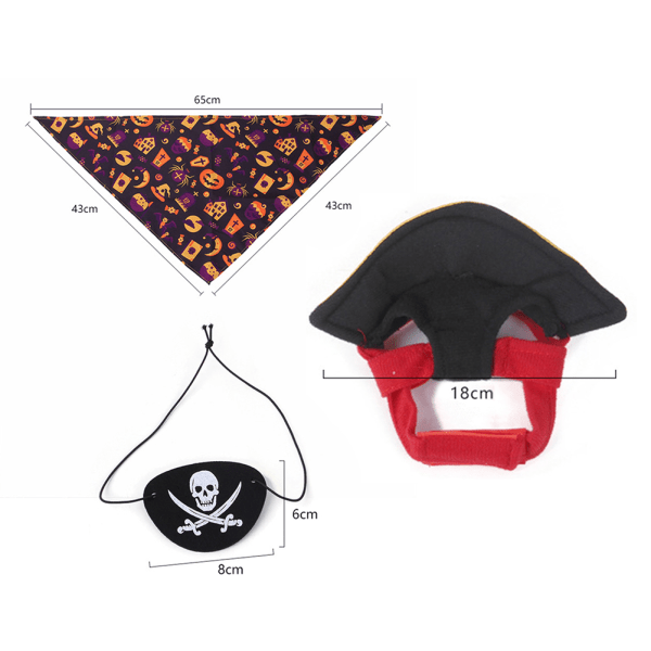 Piratformad hatt justerbar design för husdjur som bär Set B94137-6