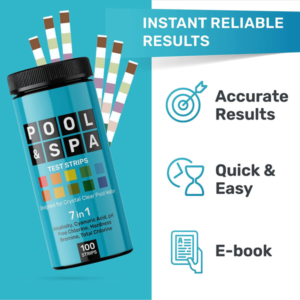 7 i 1 100 st Pool Test Strips Multi-Purpose Exakt testpapper för Spa Hot Tub