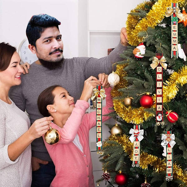 Julgransdekorationer Gör-det-själv personliga brevprydnader Gör-det-själv-band Brev Rustik Namn-etiketter Hängande leksak Present för barn Vuxna