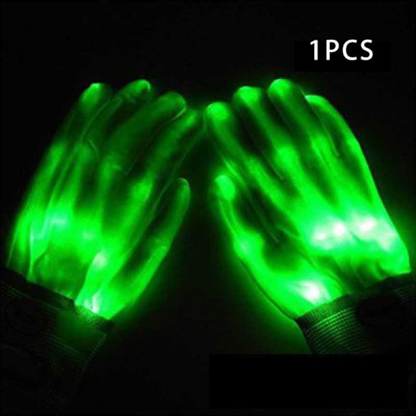1 STK Kreativ personlighet LED-belysningshandskar Färgglada lysande Halloween julfest Cosplay Present Blinkande handske Green