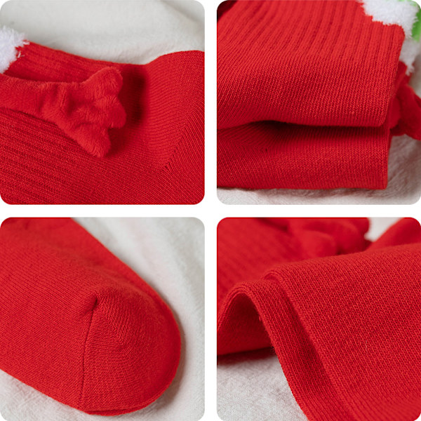 Jultomte håller handen Strumpor För Kvinnor Hög Elastisk Mjuk Andas Strumpa Födelsedag Julpresent Red