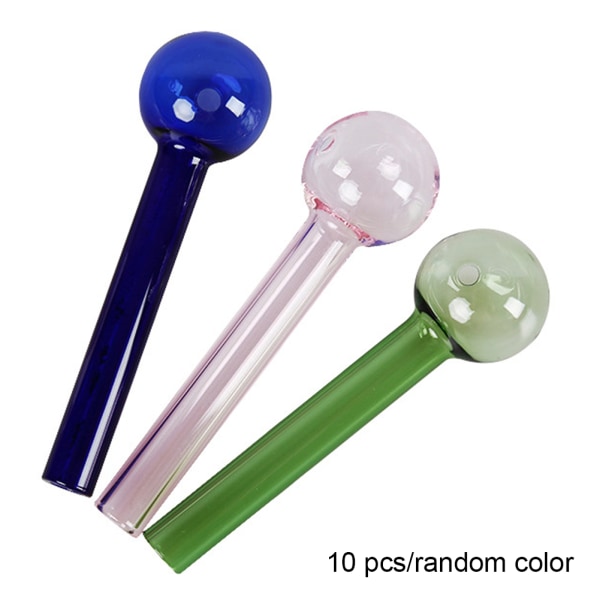 Hög borosilikatglashalm med färgat sugrör med runda huvuden Dryckesartiklar Random Color 10pcs