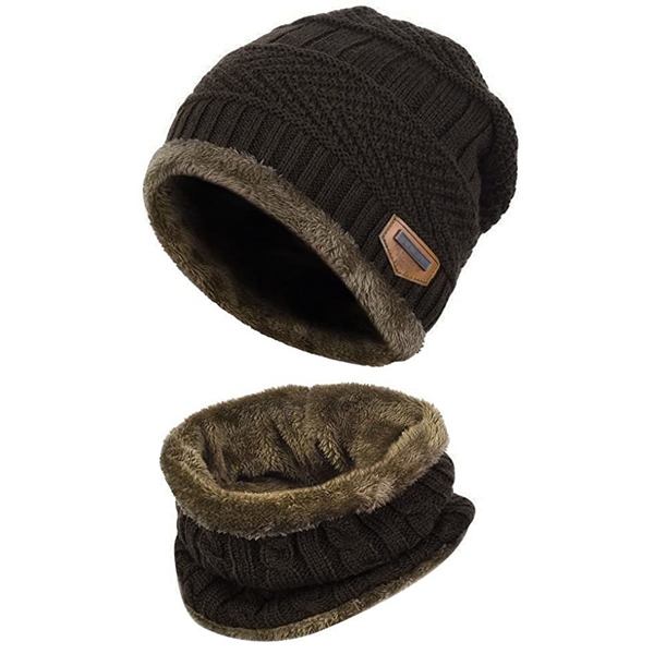 Vinter varm mössa Halsdukshandskar set Unisex vinter varm stickad mössa Halshandske för män kvinnor Gray Without Label Three piece Suit