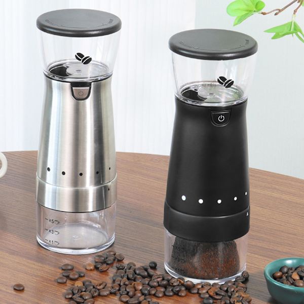 Elektrisk automatisk kaffebönkvarn Praktisk synlig återanvändbar kvarn för kaffeälskare Stainless Steel