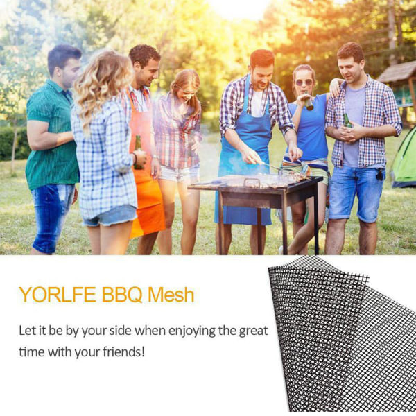 33 X 40 cm 5 st Mesh Non Stick BBQ Grillmattor för utomhusgrill Återanvändbara BBQ-lakan för gasgrill Black Edging 5PCS
