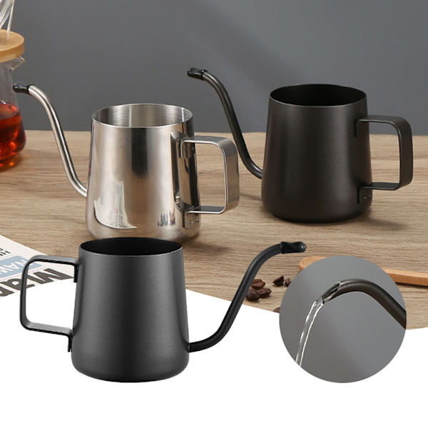304 rostfritt stål kaffekanna för handhäll Slitstark enkel handdropp tekanna för hemköket Silver 250Ml