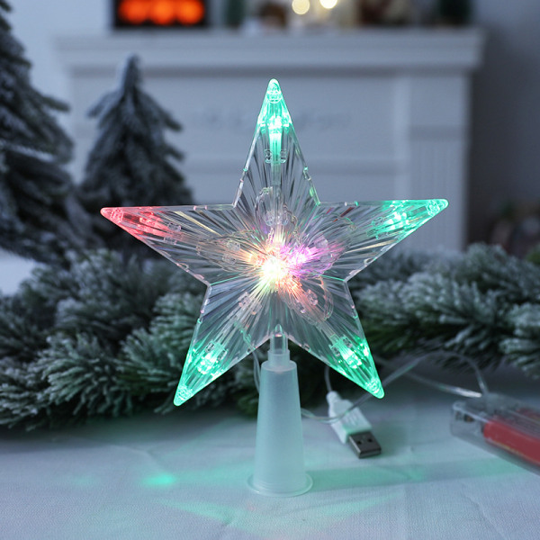 3D lysande femuddig stjärna LED Transparent femuddig stjärna julgrans toppdekoration prydnad Multicolour
