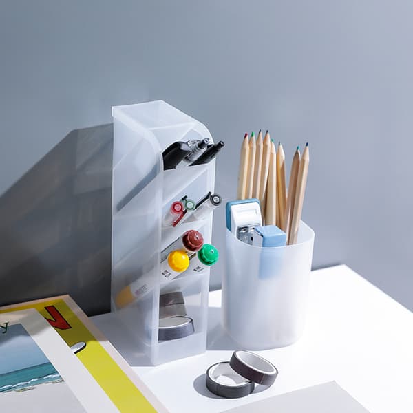 Creative Multifunktionell 4 Grid Desktop Organizer Pennhållare Smink Förvaring Låda Skola Kontorstillbehör Papper Organizer White
