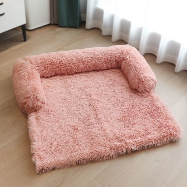 Stor plysch hundkennelsäng tvättbar fuzzy mysig mjuk kattkudde för husdjur rektangulär varm sovsoffa matta för vintern Large Gray