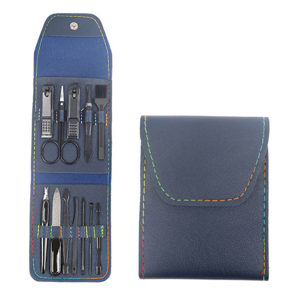 12ST/ Set Nagelklippare i rostfritt stål Professionell pedikyrmanikyrverktygssats Navy Blue